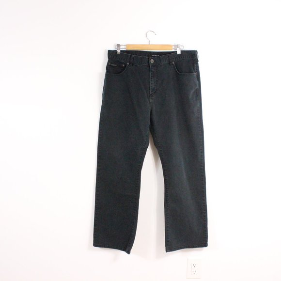 Mens Calvin Klein Washed Black Straight Leg Jeans - Picture 1 of 4